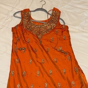 Orange and Navy Blue Salwar Kameez.